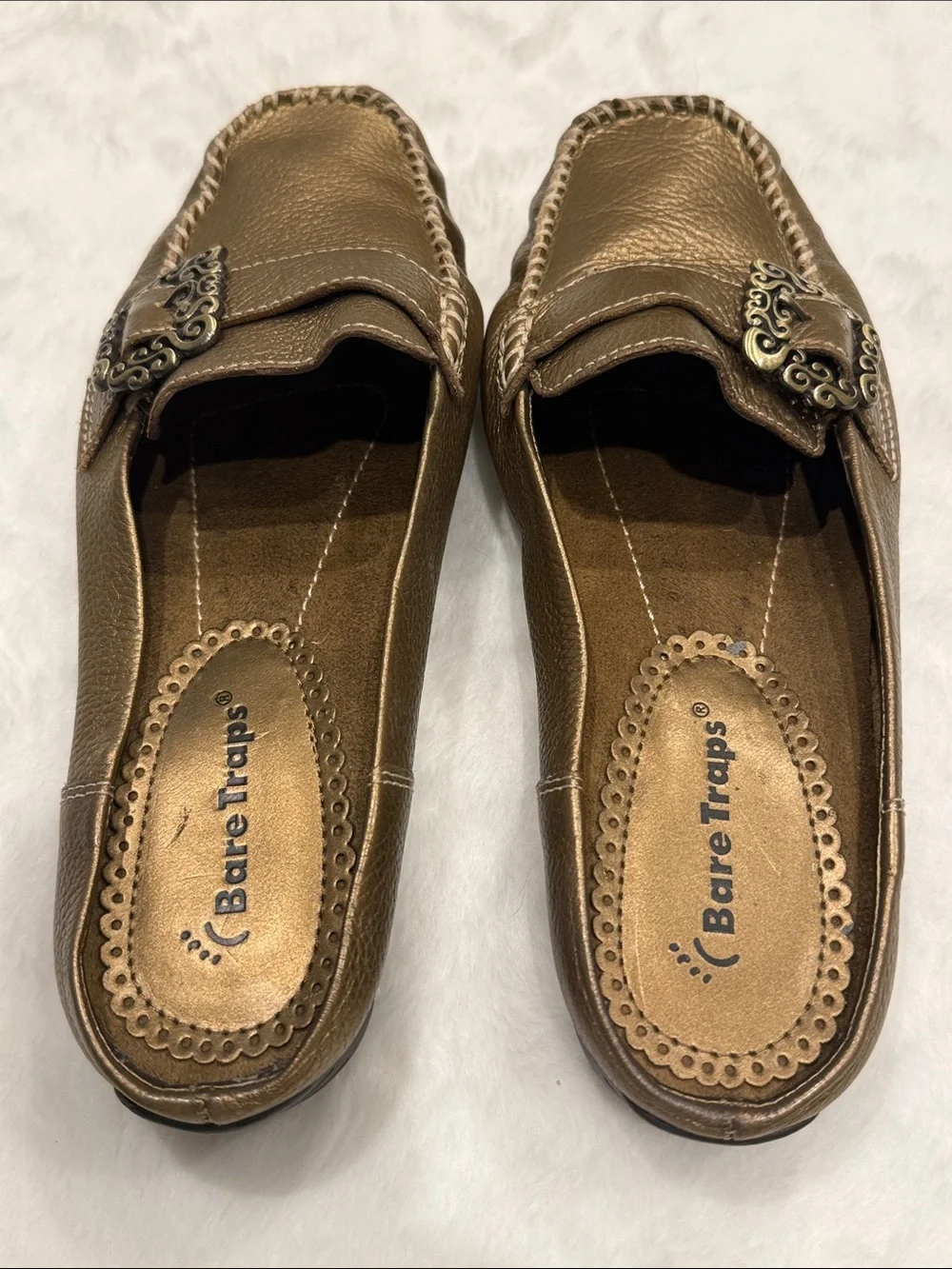 BareTraps Pixie Bronze Metallic Buckle Loafers